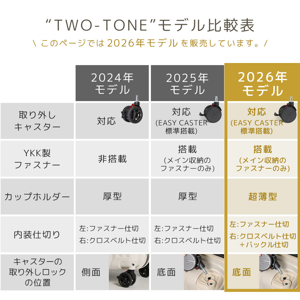 Proevo TWO-TONE Sサイズ(1～3泊対応) | 10002G【2026年モデル】