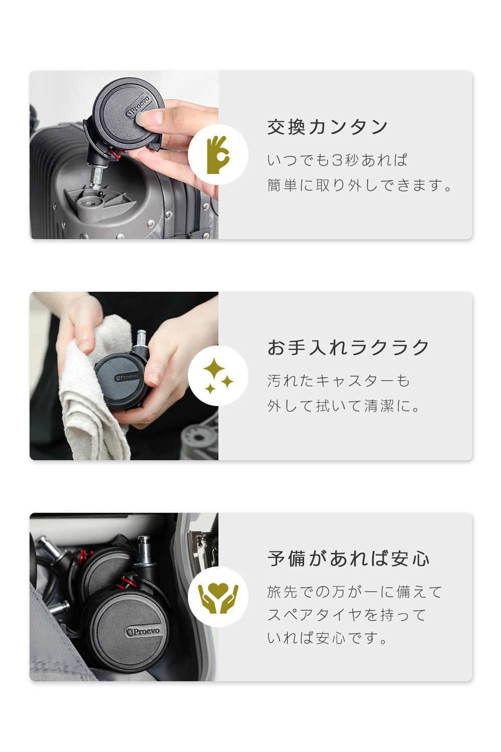 【丸軸】Proevo EASY CASTER (交換用キャスター) | ec001/ec004