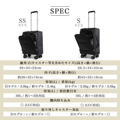 【公式ショップ限定早期予約特典あり！】超軽量 ソフトキャリー SSサイズ(1～2泊対応) | 20039E