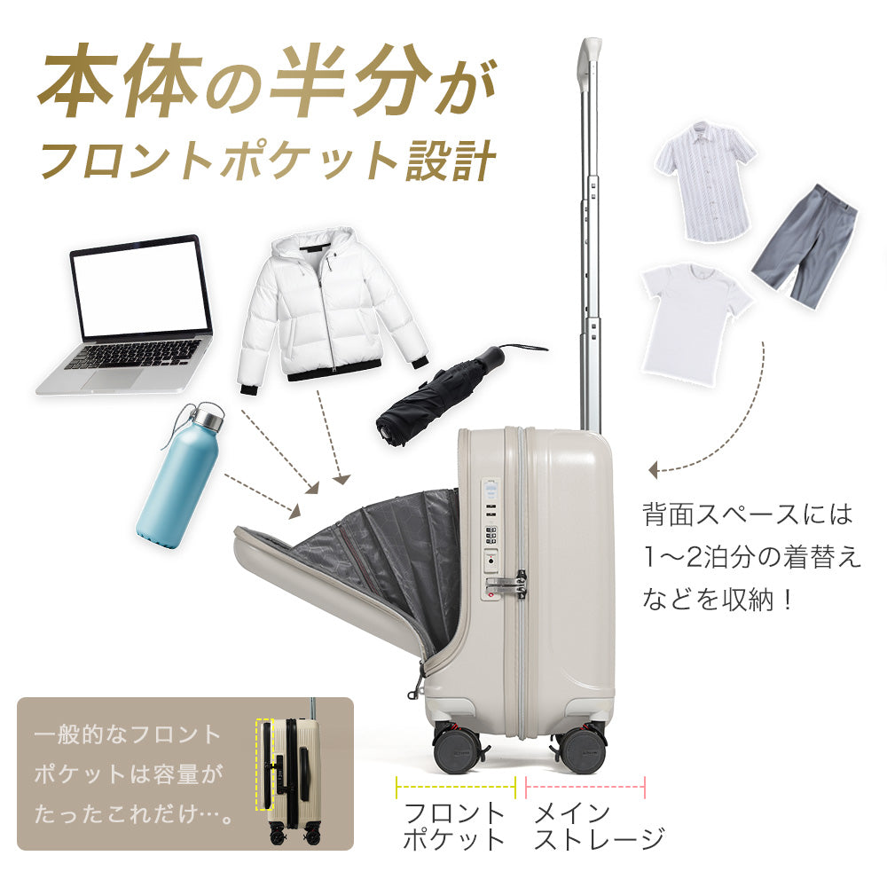 Proevo フロントオープン スーツケース スクエア S-MAXサイズ 40L 機内持ち込み Proevo