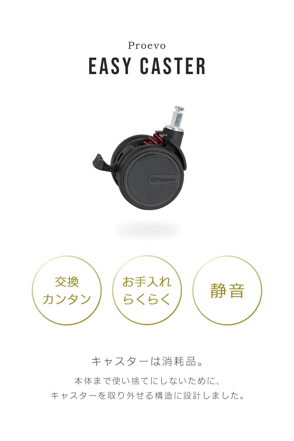 【六角軸】Proevo EASY CASTER (交換用キャスター) | ec002/ec003