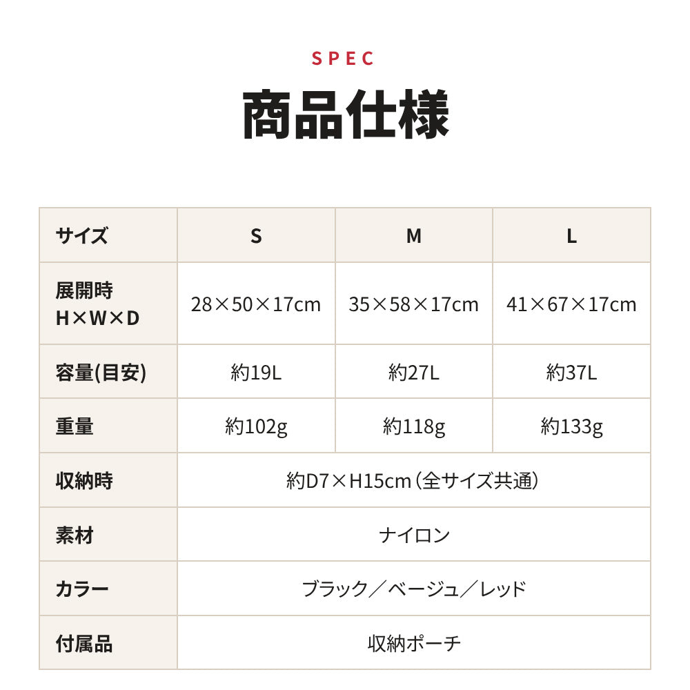 畳める旅行サブバッグ ポーチ付き 前ポケット付き ファスナー開閉 | BAG-6