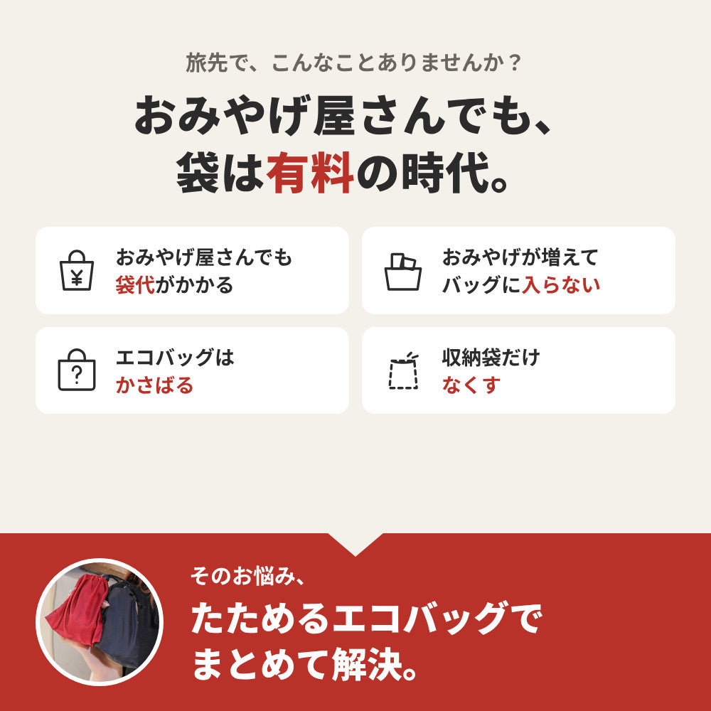 畳めるエコバッグ ポーチ一体型 手持ち＆ショルダー2Way | BAG-7